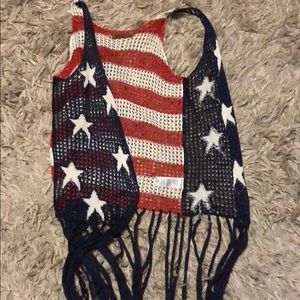 Fringe American flag vest